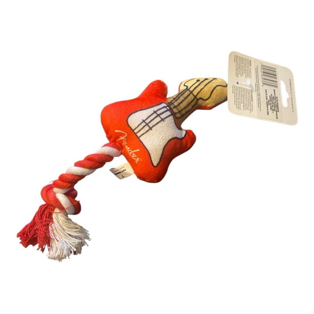 FENDER Guitar Squeaker Plush Pull Rope Mini Dog Toy